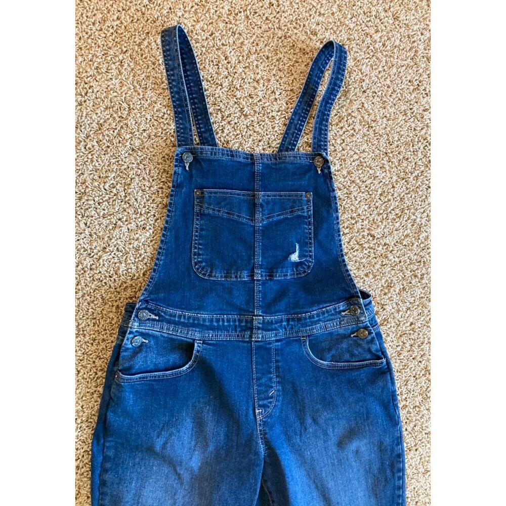 Levi’s Bib Overalls Junior Size 11 Distressed Black Label Roll Cuff Adj Straps - Picture 2 of 12